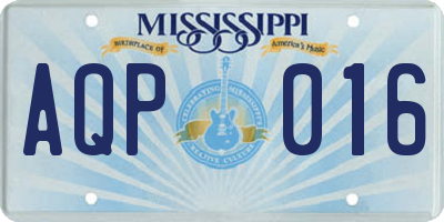 MS license plate AQP016