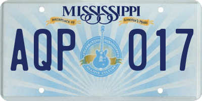 MS license plate AQP017