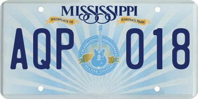 MS license plate AQP018