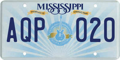 MS license plate AQP020