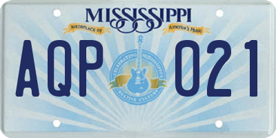 MS license plate AQP021