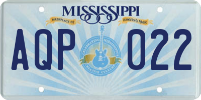 MS license plate AQP022