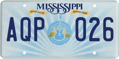 MS license plate AQP026