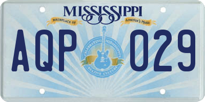 MS license plate AQP029