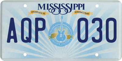 MS license plate AQP030