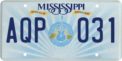 MS license plate AQP031
