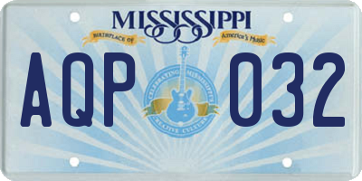 MS license plate AQP032