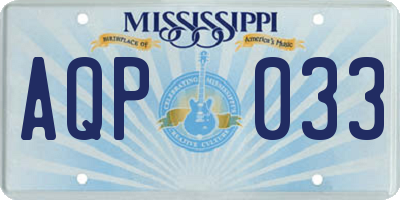 MS license plate AQP033