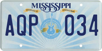 MS license plate AQP034