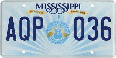 MS license plate AQP036
