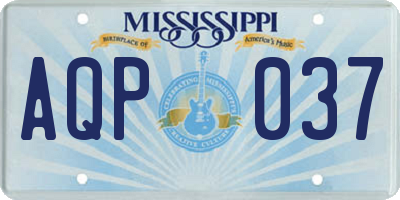 MS license plate AQP037