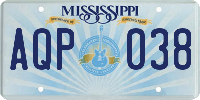 MS license plate AQP038