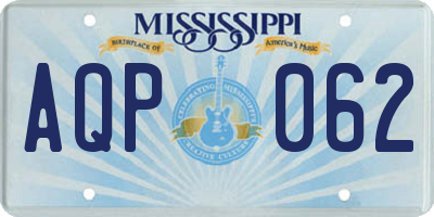 MS license plate AQP062