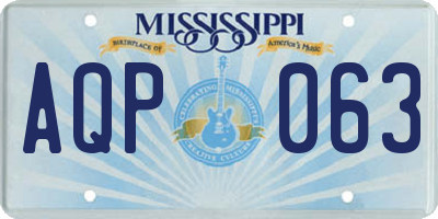 MS license plate AQP063