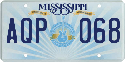 MS license plate AQP068