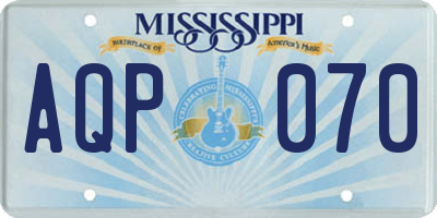 MS license plate AQP070