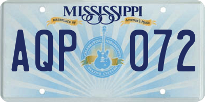 MS license plate AQP072