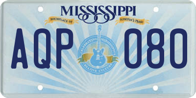 MS license plate AQP080