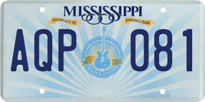 MS license plate AQP081