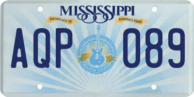 MS license plate AQP089