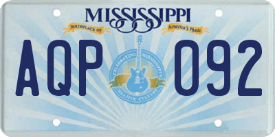 MS license plate AQP092