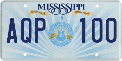 MS license plate AQP100