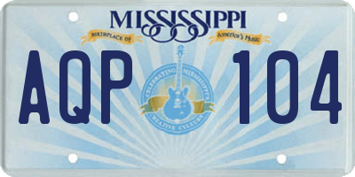 MS license plate AQP104