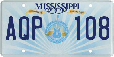 MS license plate AQP108