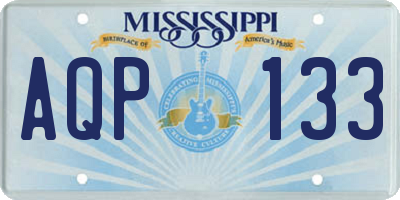 MS license plate AQP133