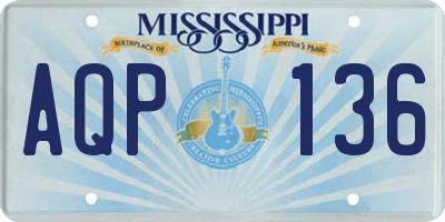 MS license plate AQP136