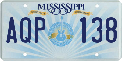 MS license plate AQP138