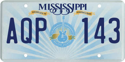 MS license plate AQP143