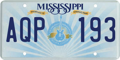 MS license plate AQP193