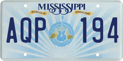 MS license plate AQP194