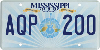MS license plate AQP200