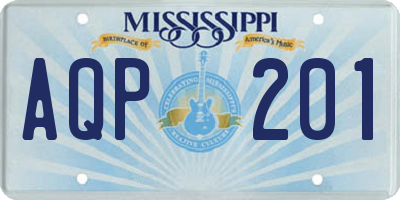 MS license plate AQP201