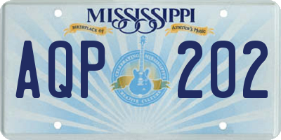 MS license plate AQP202