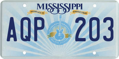 MS license plate AQP203