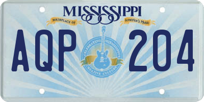 MS license plate AQP204