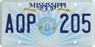 MS license plate AQP205
