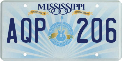 MS license plate AQP206