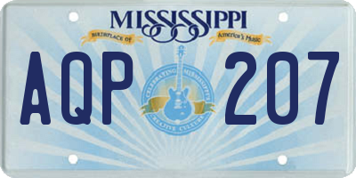 MS license plate AQP207