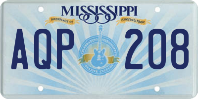 MS license plate AQP208