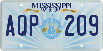 MS license plate AQP209