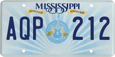 MS license plate AQP212