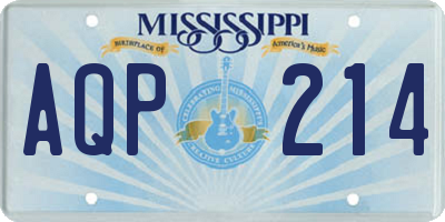 MS license plate AQP214