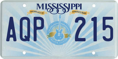 MS license plate AQP215