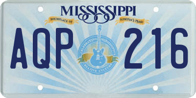 MS license plate AQP216