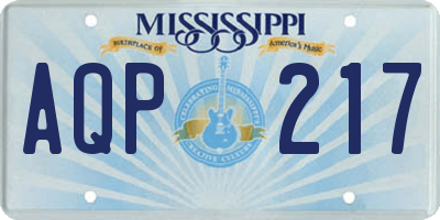 MS license plate AQP217