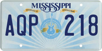 MS license plate AQP218